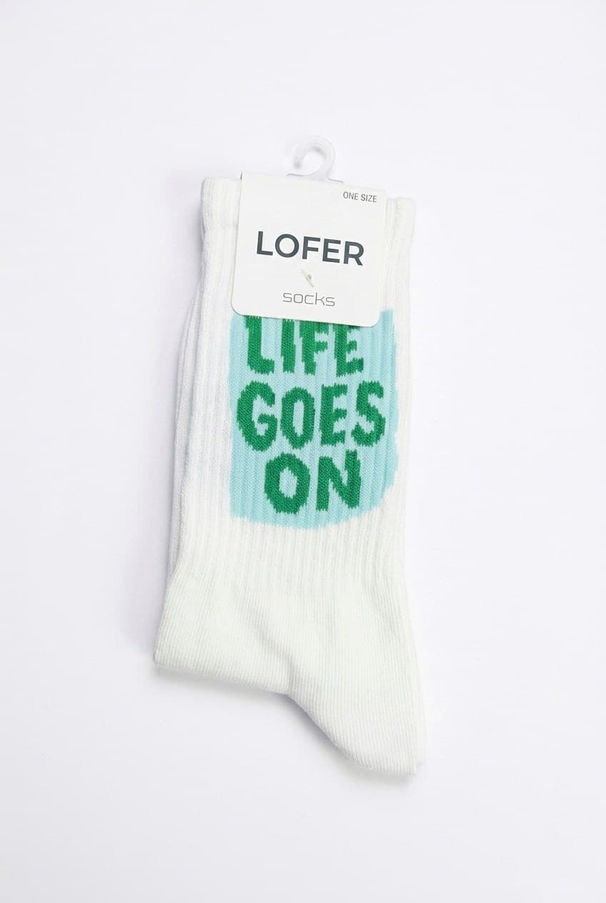 Life Goes On Yazılı Çorap — Beyaz